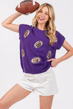 Purple Gameday Football Patch Sweater Top
