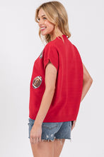 Red Gameday Football Patch Sweater Top