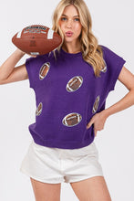 Purple Gameday Football Patch Sweater Top
