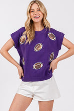Purple Gameday Football Patch Sweater Top
