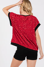 Red/Black Gameday Velvet Seuquin Top
