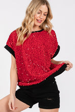 Red/Black Gameday Velvet Seuquin Top
