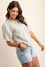 White Pleated Balloon Sleeve Novelty Top