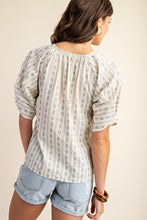 White Pleated Balloon Sleeve Novelty Top