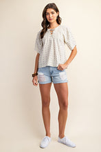 White Pleated Balloon Sleeve Novelty Top
