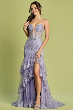 Lavender Sequin Pattern Tier Skirt Mermaid Dress