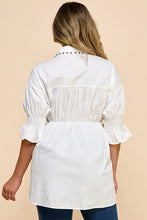 White Stylish Cotton Blouse With Denim Corset Detail, With Pink And Gold Rhinestones