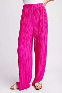 Hot Pink Pleated Straight Leg Pants