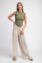 Oatmeal Pleated Straight Leg Pants