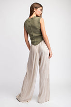 Oatmeal Pleated Straight Leg Pants