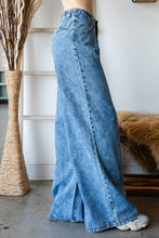 Med Wash Western Denim Vest And Wide Pant Set