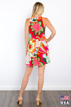 Coral Floral Print Woven Dress