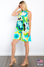 Blue Floral Print Woven Dress