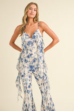 Off White Multi Floral Printed Open Back Jumpsuit With Frills