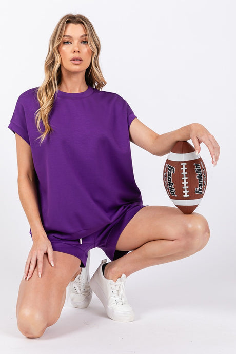 Purple Ultra Soft Top And Shorts Set