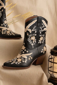 Black The Bailey - Embroidered Cowboy Booties