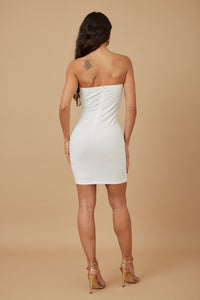 White Rose Ruffle Swirl Short Dress