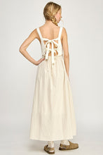 Off White/Taupe Sleeveless Striped Sweater Woven Mix Midi Dress