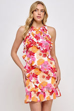 Pink Multi Floral Print Ruffle Shift Dress
