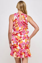 Pink Multi Floral Print Ruffle Shift Dress
