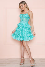 Green Skinny Straps Sequin Detail Tier Skirt Short Dress
