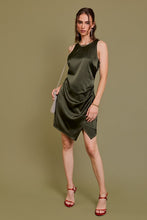 Olive Sleeveless Asymmetric Hem Line Dress