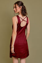 Wine Sleeveless Asymmetric Hem Line Dress