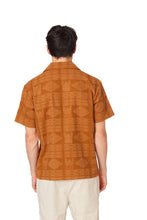 Brown Textured Short Sleeve Men's Button Down Shirt