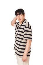 Black-Grey Textured Stripe Shirt