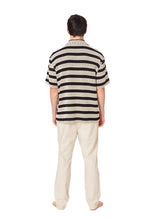 Black-Grey Textured Stripe Shirt