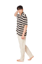 Black-Grey Textured Stripe Shirt