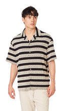 Black-Grey Textured Stripe Shirt