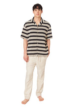 Black-Grey Textured Stripe Shirt