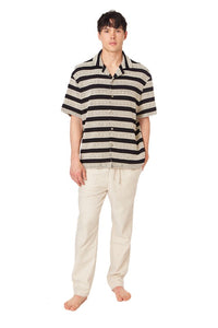 Black-Grey Textured Stripe Shirt