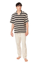 Black-Grey Textured Stripe Shirt