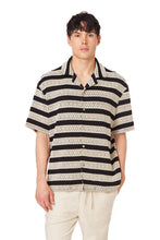 Black-Grey Textured Stripe Shirt