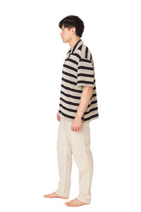 Black-Grey Textured Stripe Shirt