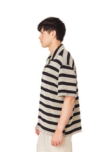 Black-Grey Textured Stripe Shirt