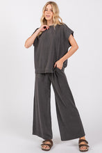Black Ribbed Round Neck Top And Pants Set