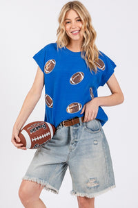 Blue Gameday Football Patch Sweater Top
