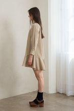 Natural Striped Flounce Hem Dress