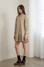 Natural Striped Flounce Hem Dress