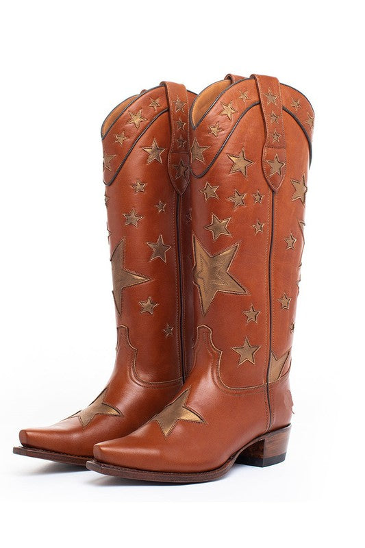 Brown Star Print Boots