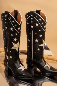 Black Star Print Boots