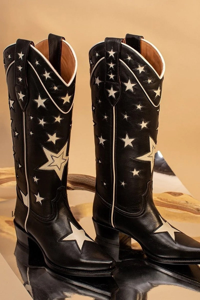Black Star Print Boots
