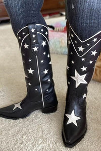 Black Star Print Boots