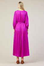Orchid Long Sleeve V-Neck Button Front Tiered Maxi Dress