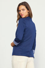 Slate Blue Shirred Sleeve Blazer