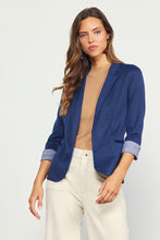 Slate Blue Shirred Sleeve Blazer