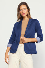 Slate Blue Shirred Sleeve Blazer